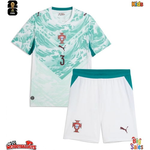 Portugal Ruben Dias #3 Replica Away Stadium Kit for Kids World Cup 2026 Short Sleeve (+ pants)
